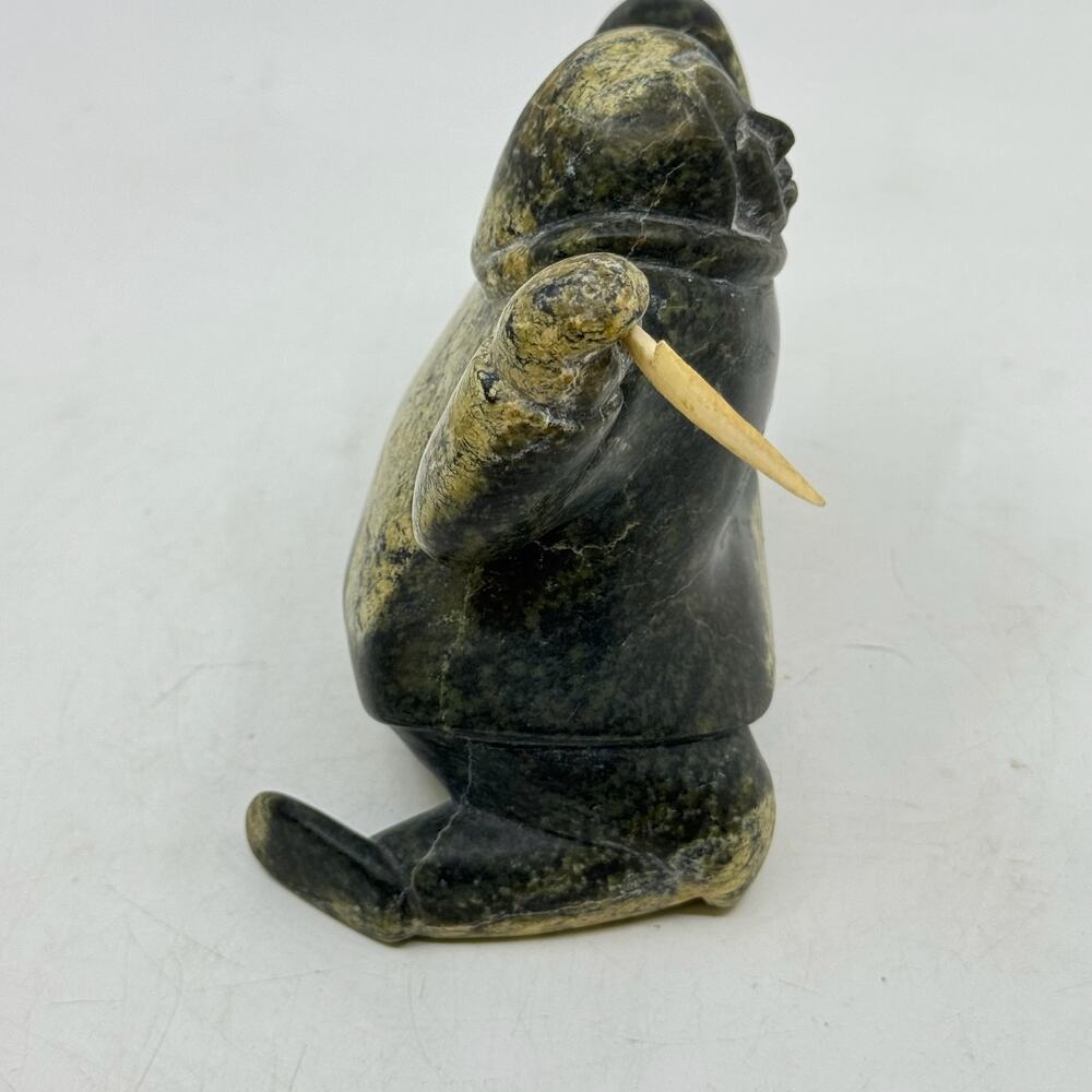 Inuit Hand Carved Hunter Sculpture by NAPATCHIE ASHOONA - Picture 4 of 9
